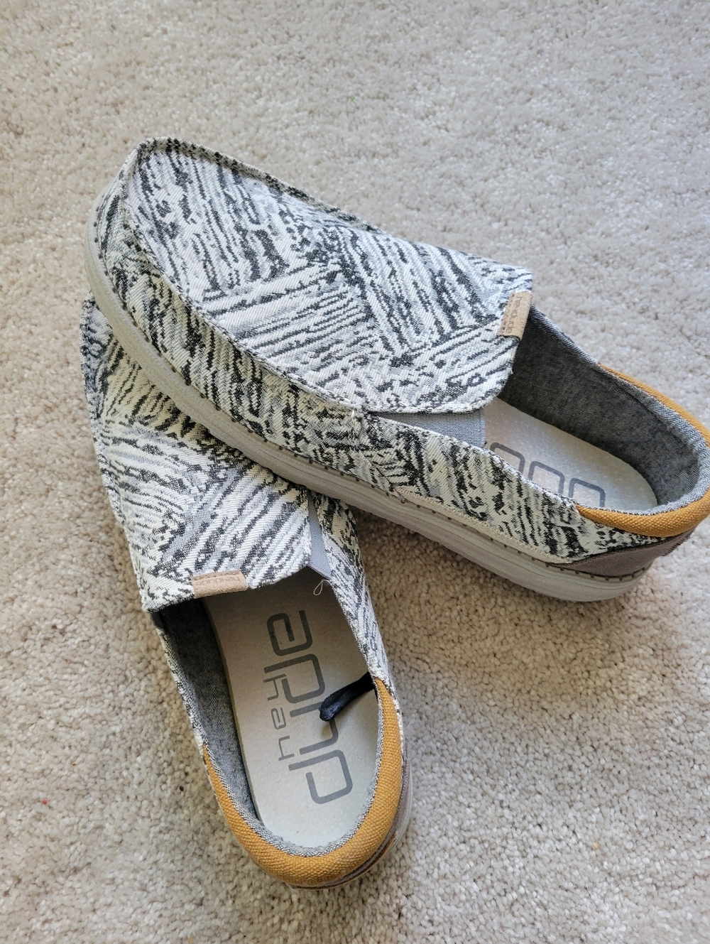 Hey dude Grey Patterned Slip-On Shoes with Tan Trim:11